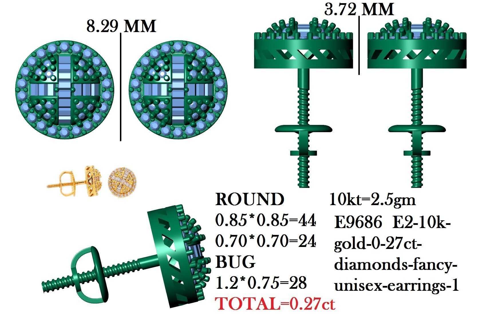 Earring 3D print model_13