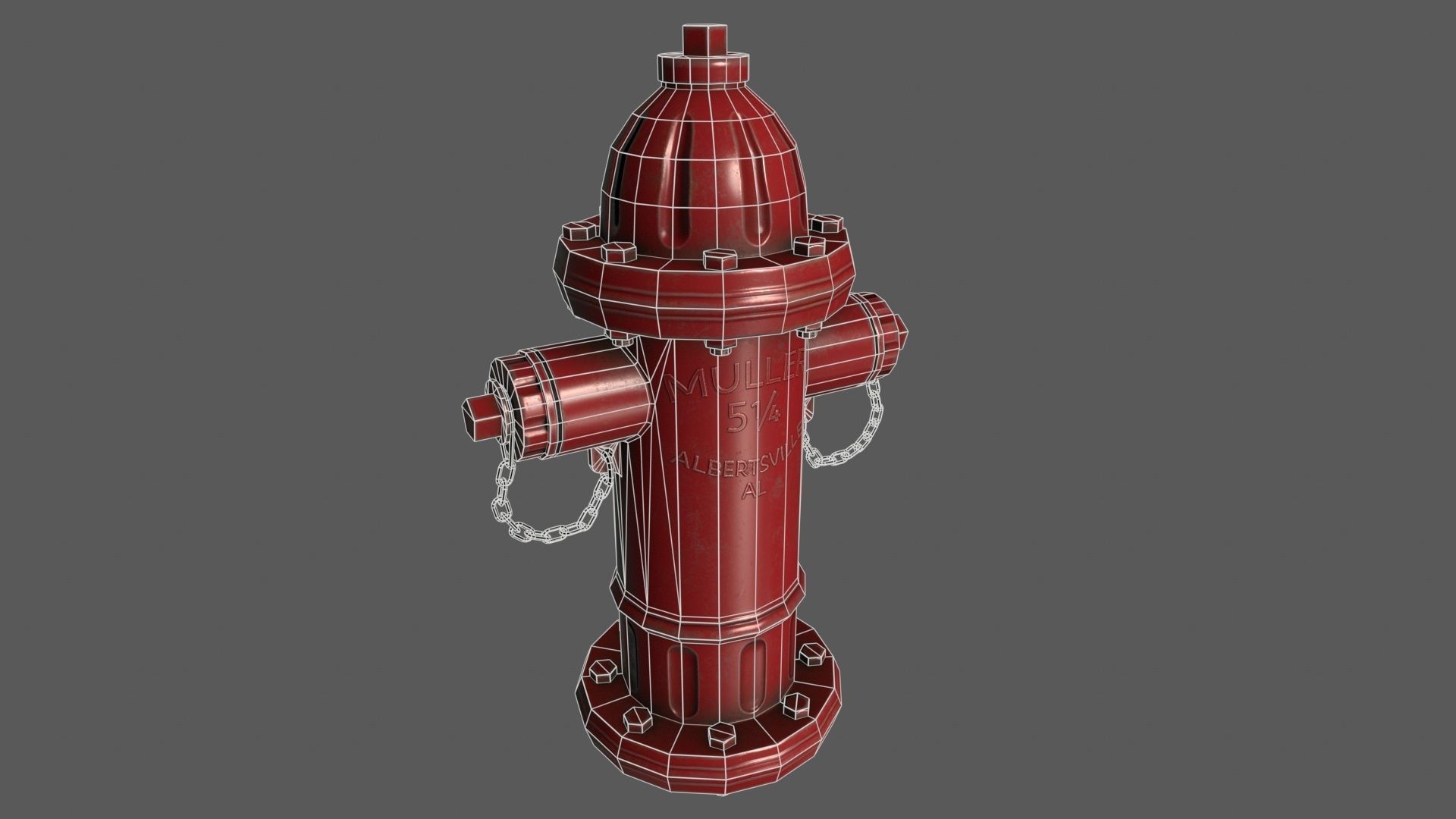 US fire hydrant Low-poly 3D model_7