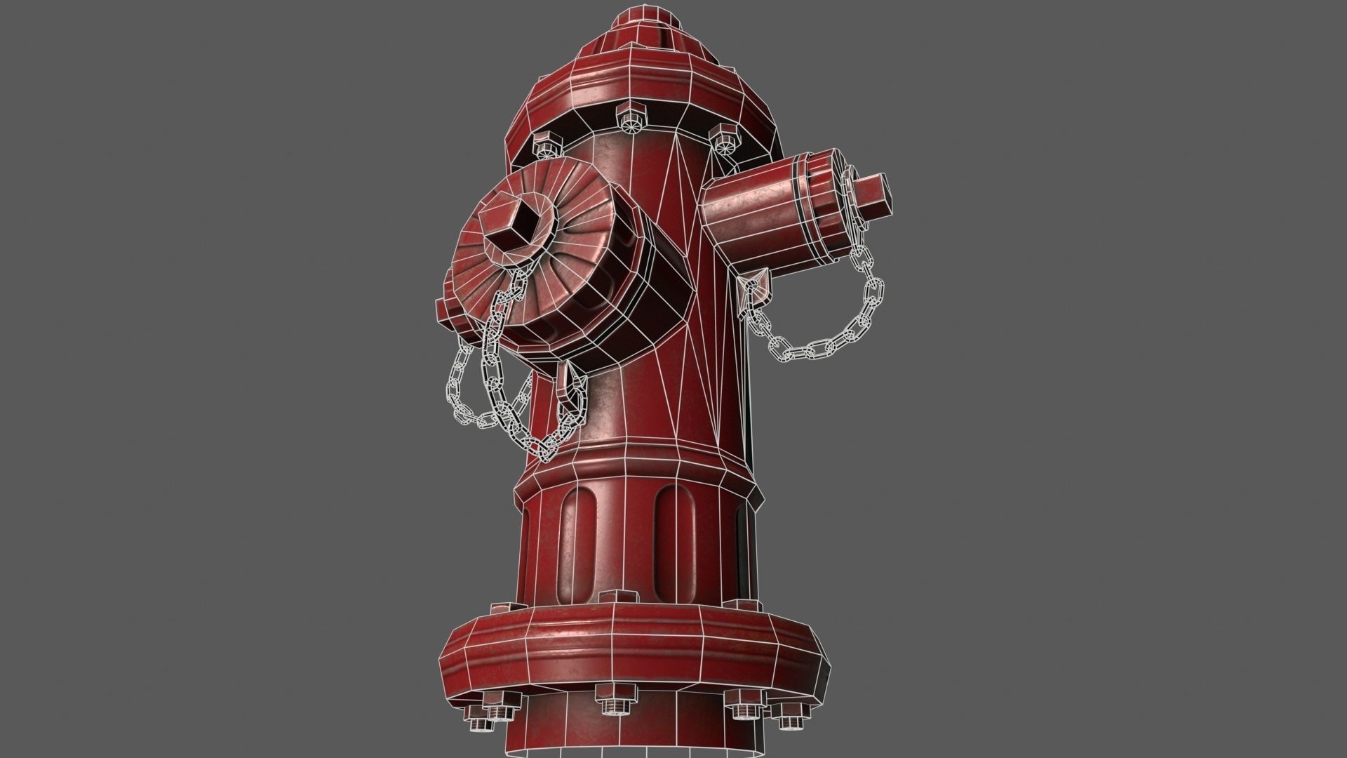 US fire hydrant Low-poly 3D model_8