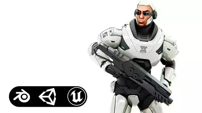 CYBORG SOLDIER F-200  Rigged for Unreal Engine - Unity - MIXAMO 