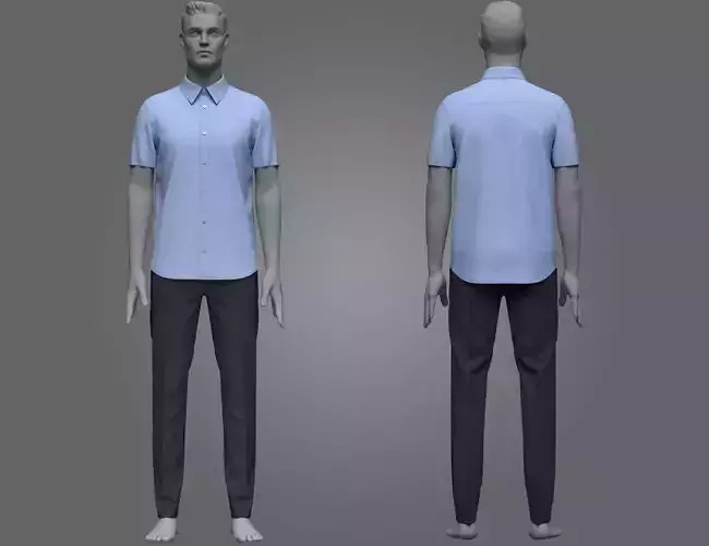 Man Half Sleeve Shirt and Pants Outfit