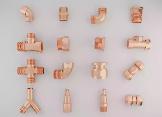 Copper fittings for plumbing insulation pipes 