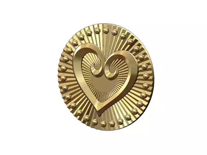 Floral faceted heart coin 3D print model
