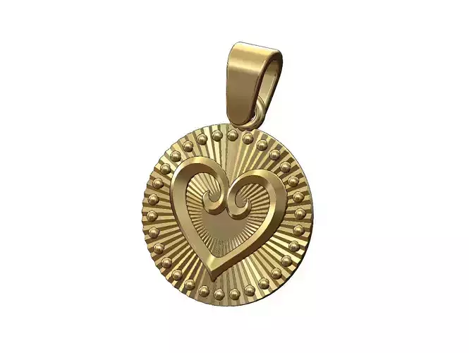 Beaded floral faceted heart coin pendant and charm