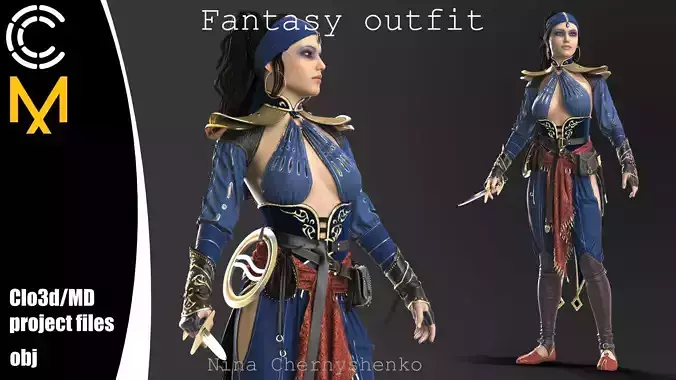 Fantasy outfit - Marvelous Designer project and OBJ
