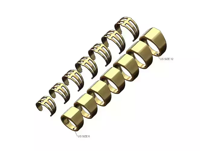 Elongated hollow rectangular signet with cover US sizes 6to12