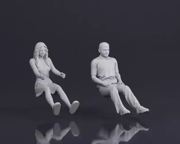 S00106 Seated male and female figure 3dp 3D print model