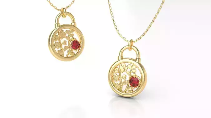 Birthflower Padlock Pendant July 3D print model