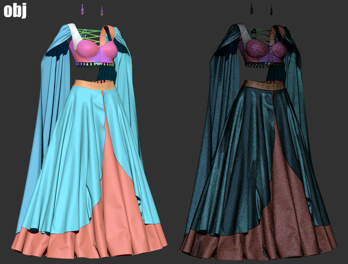 Female outfit 18 - Marvelous Designer project and OBJ 3D model_5