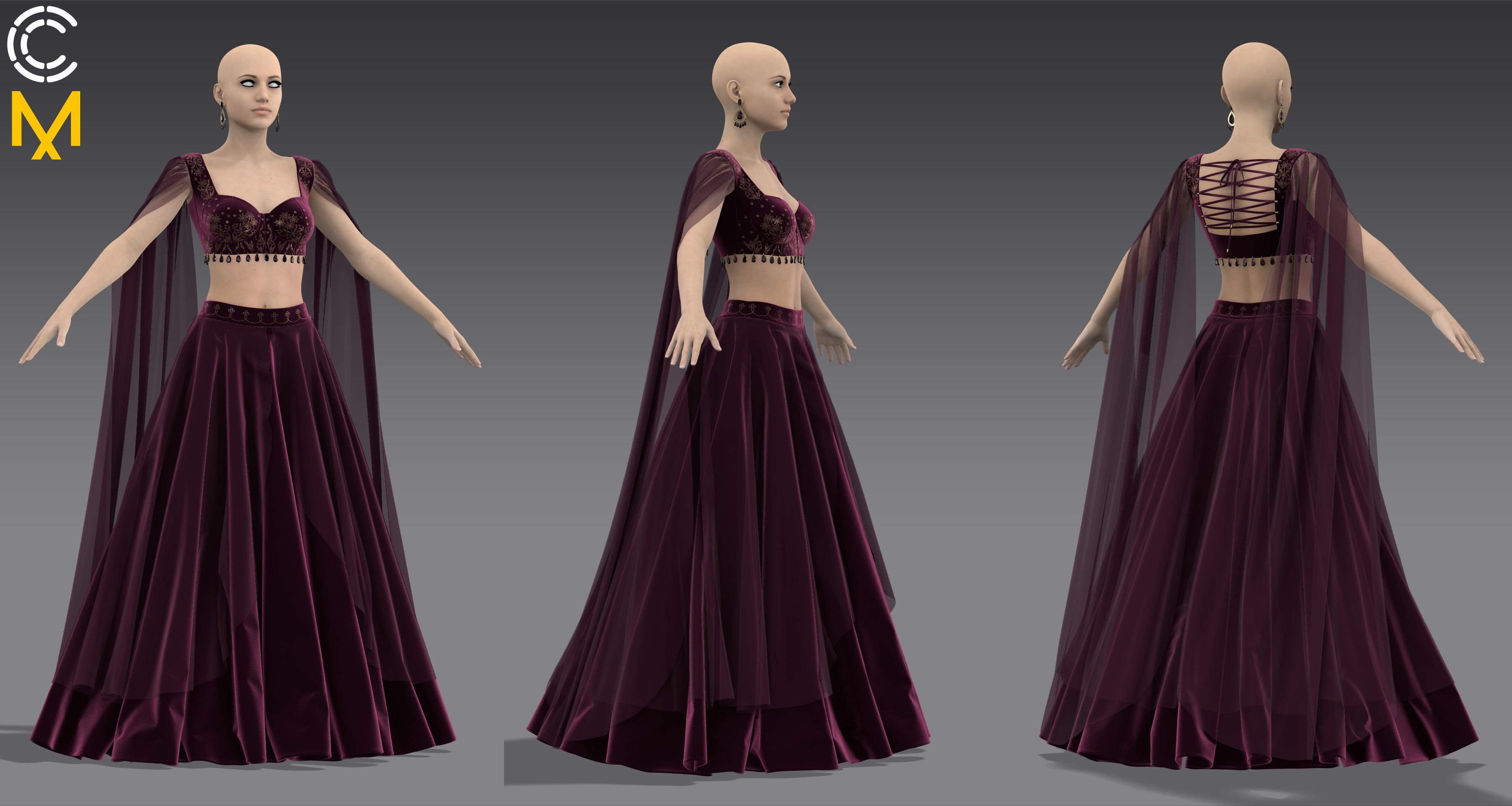 Female outfit 18 - Marvelous Designer project and OBJ 3D model_3