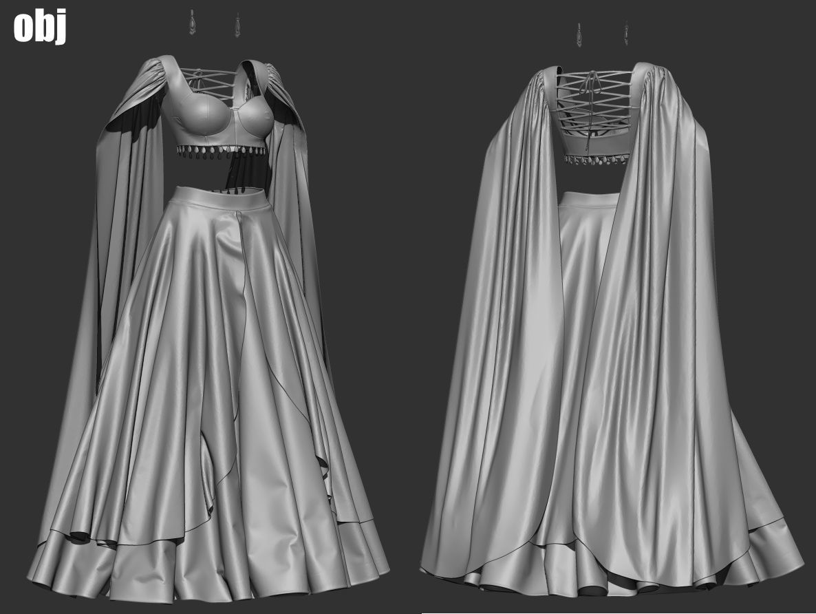 Female outfit 18 - Marvelous Designer project and OBJ 3D model_4