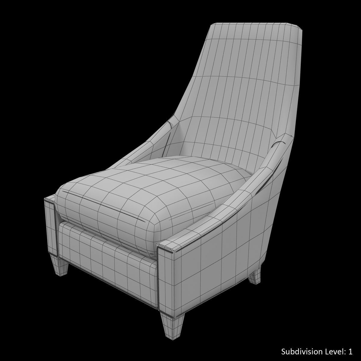 Baker Bel Air Lounge Chair Low-poly 3D model_22