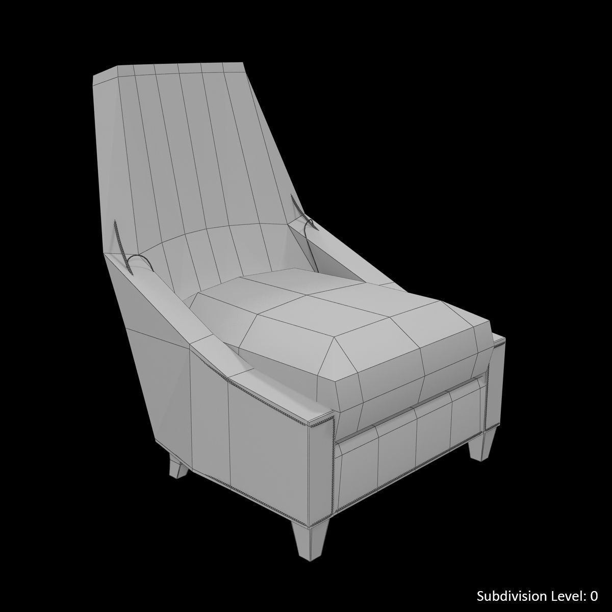 Baker Bel Air Lounge Chair Low-poly 3D model_17