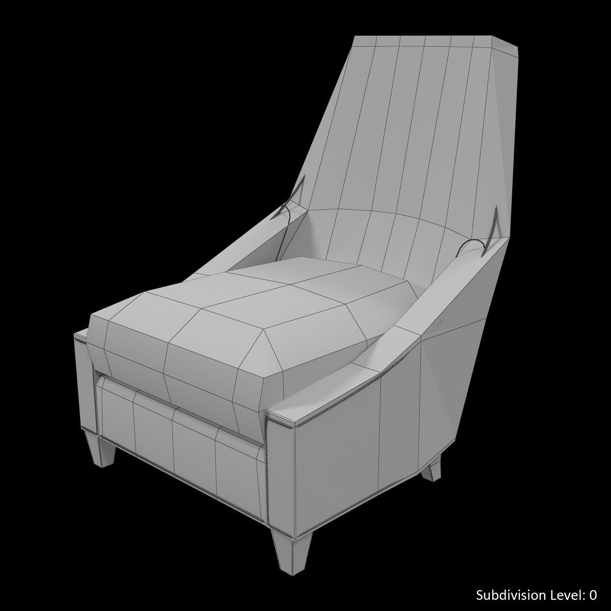 Baker Bel Air Lounge Chair Low-poly 3D model_21