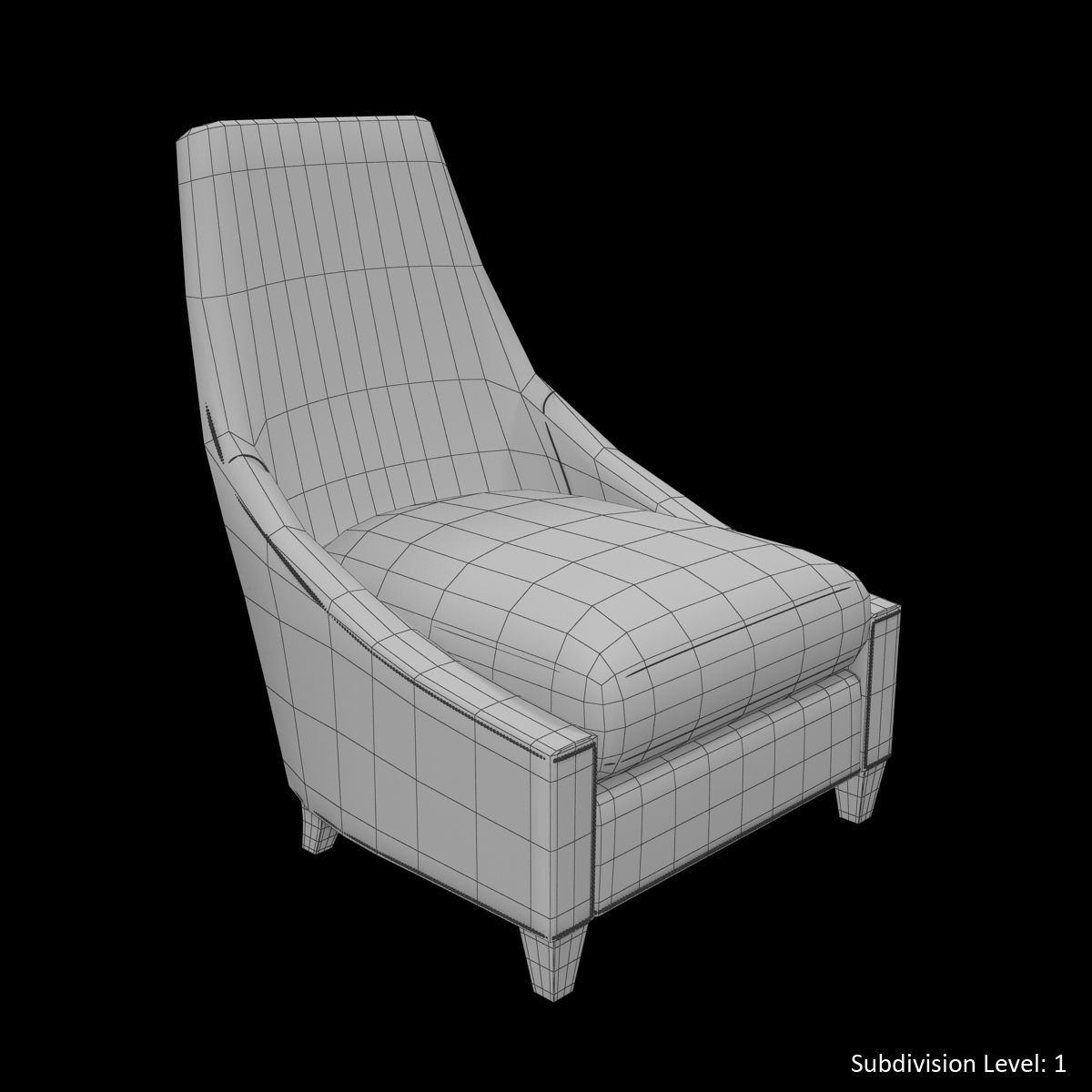 Baker Bel Air Lounge Chair Low-poly 3D model_18
