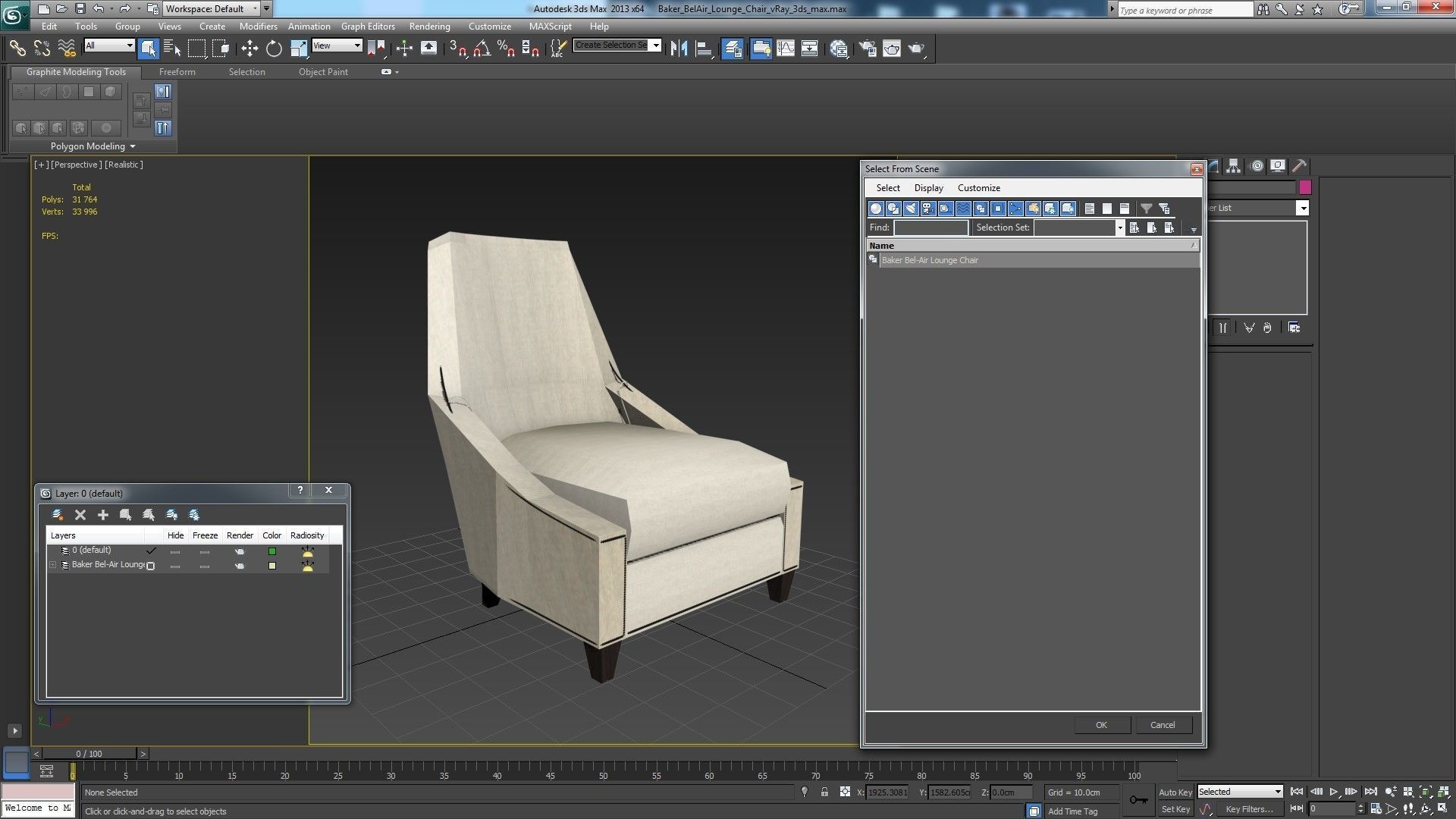 Baker Bel Air Lounge Chair Low-poly 3D model_27