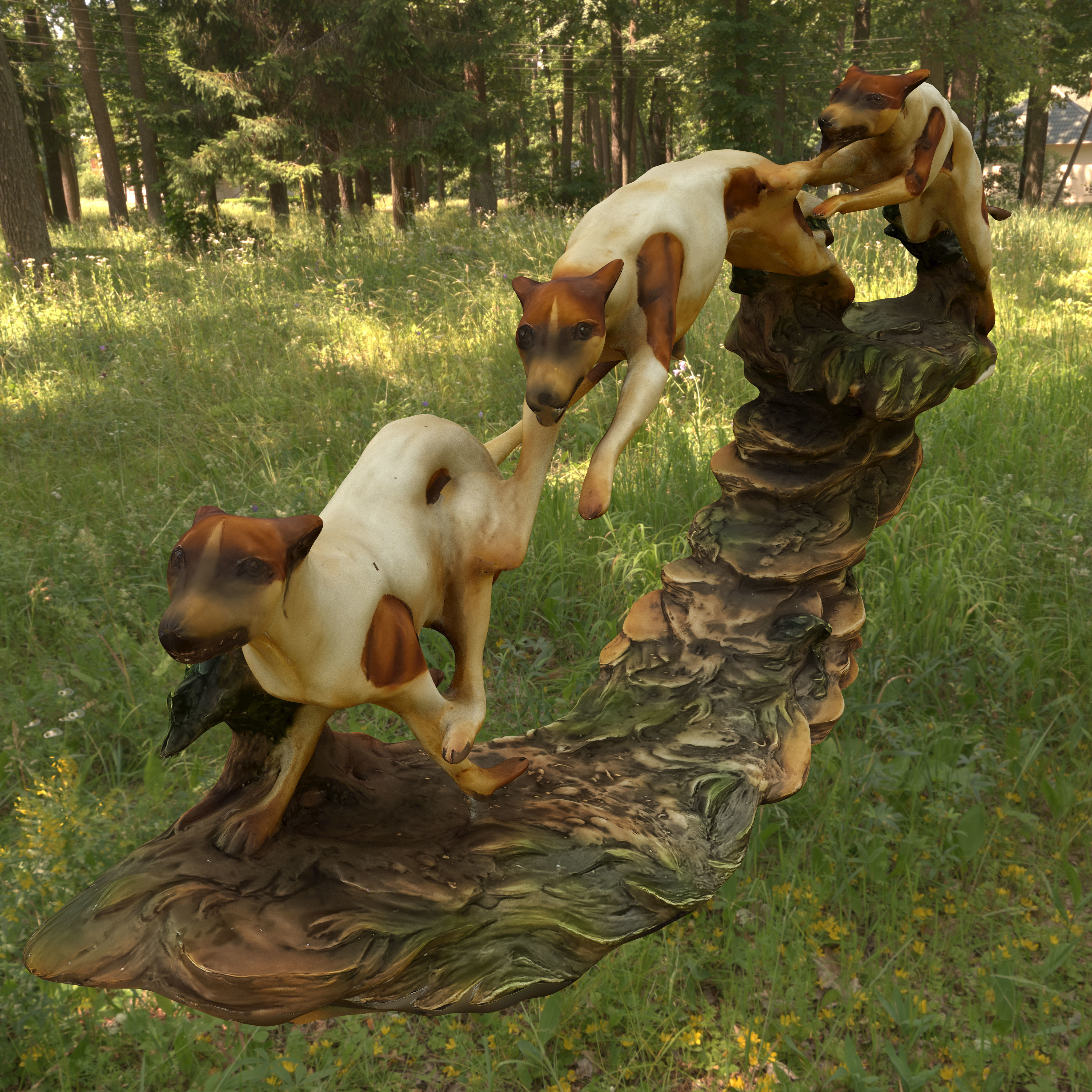Statuette of a running dog Low-poly 3D model_7