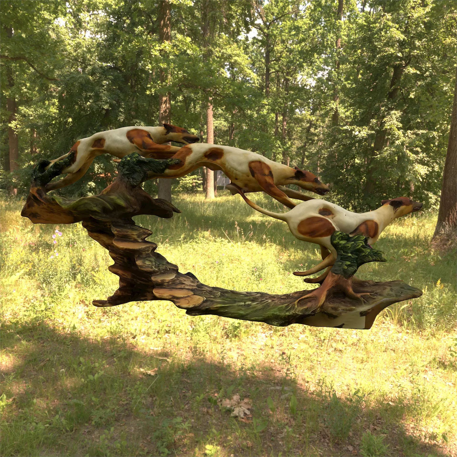 Statuette of a running dog Low-poly 3D model_0