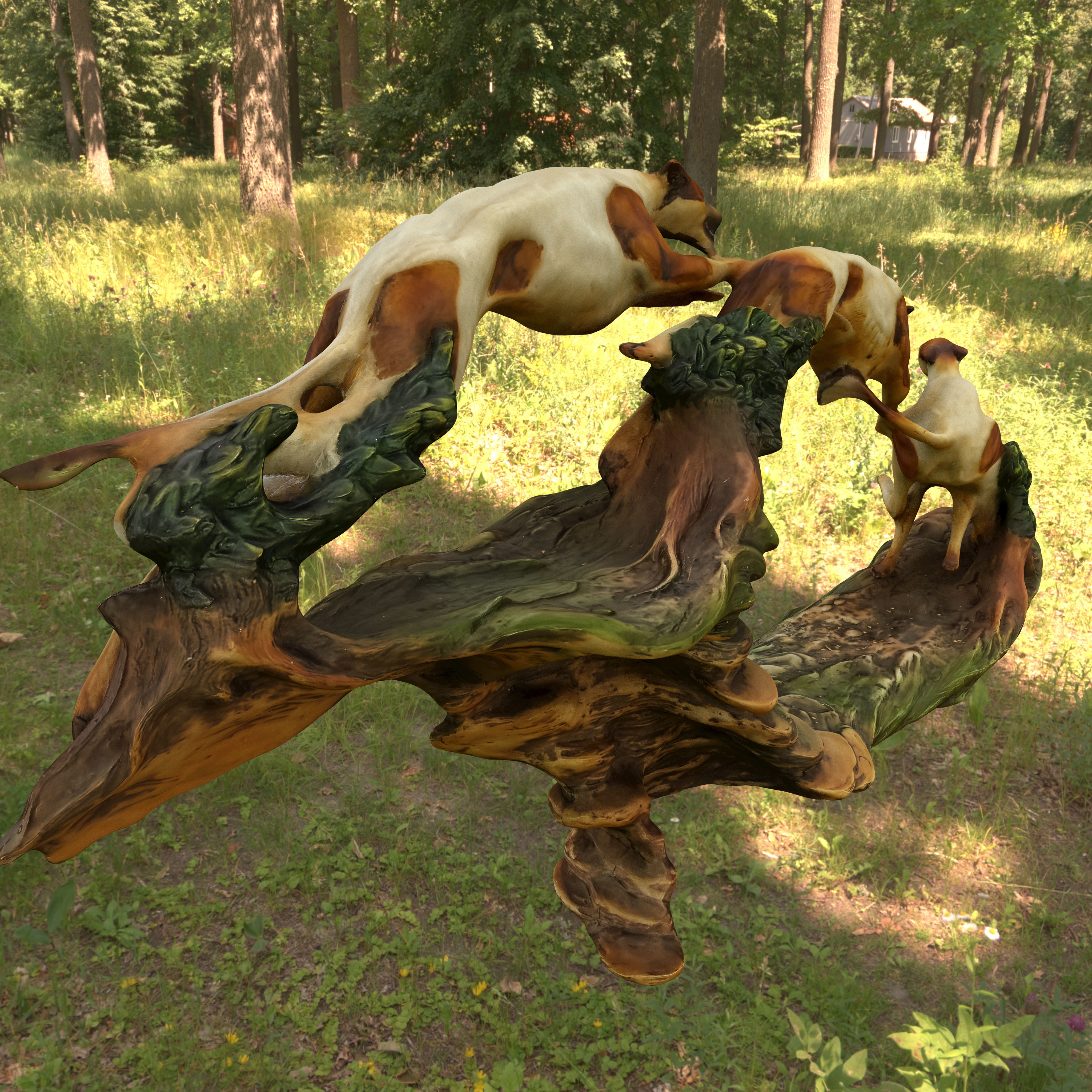 Statuette of a running dog Low-poly 3D model_10