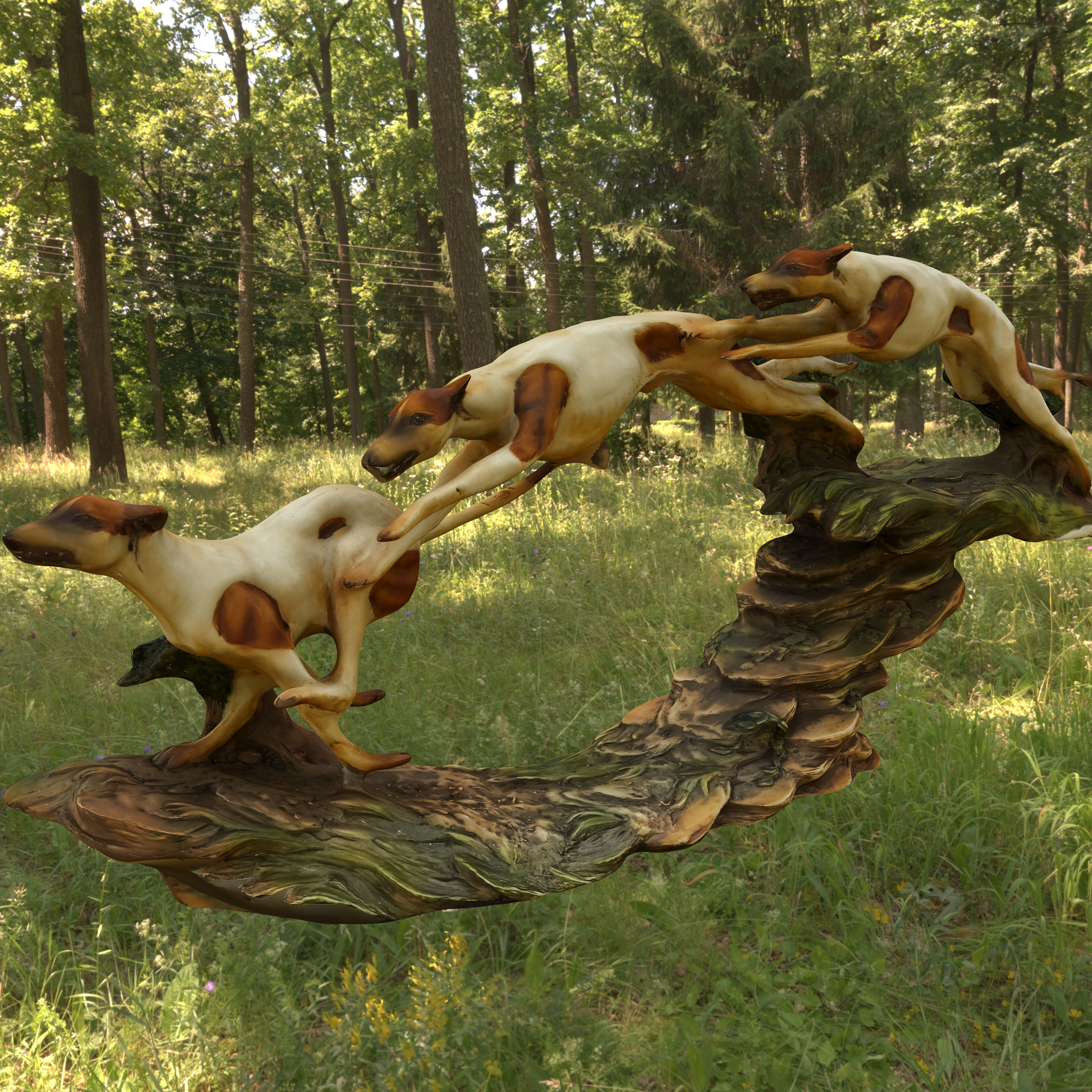 Statuette of a running dog Low-poly 3D model_8