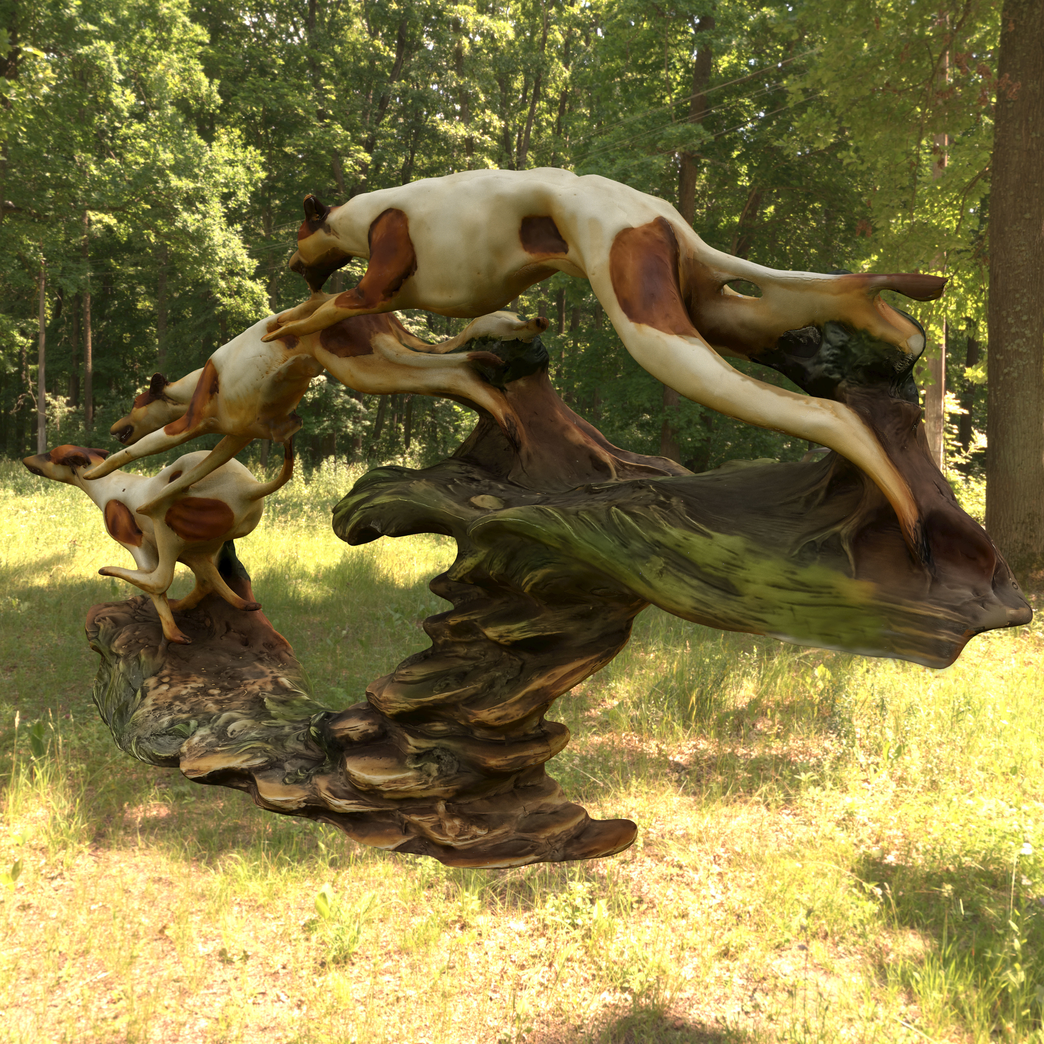 Statuette of a running dog Low-poly 3D model_9