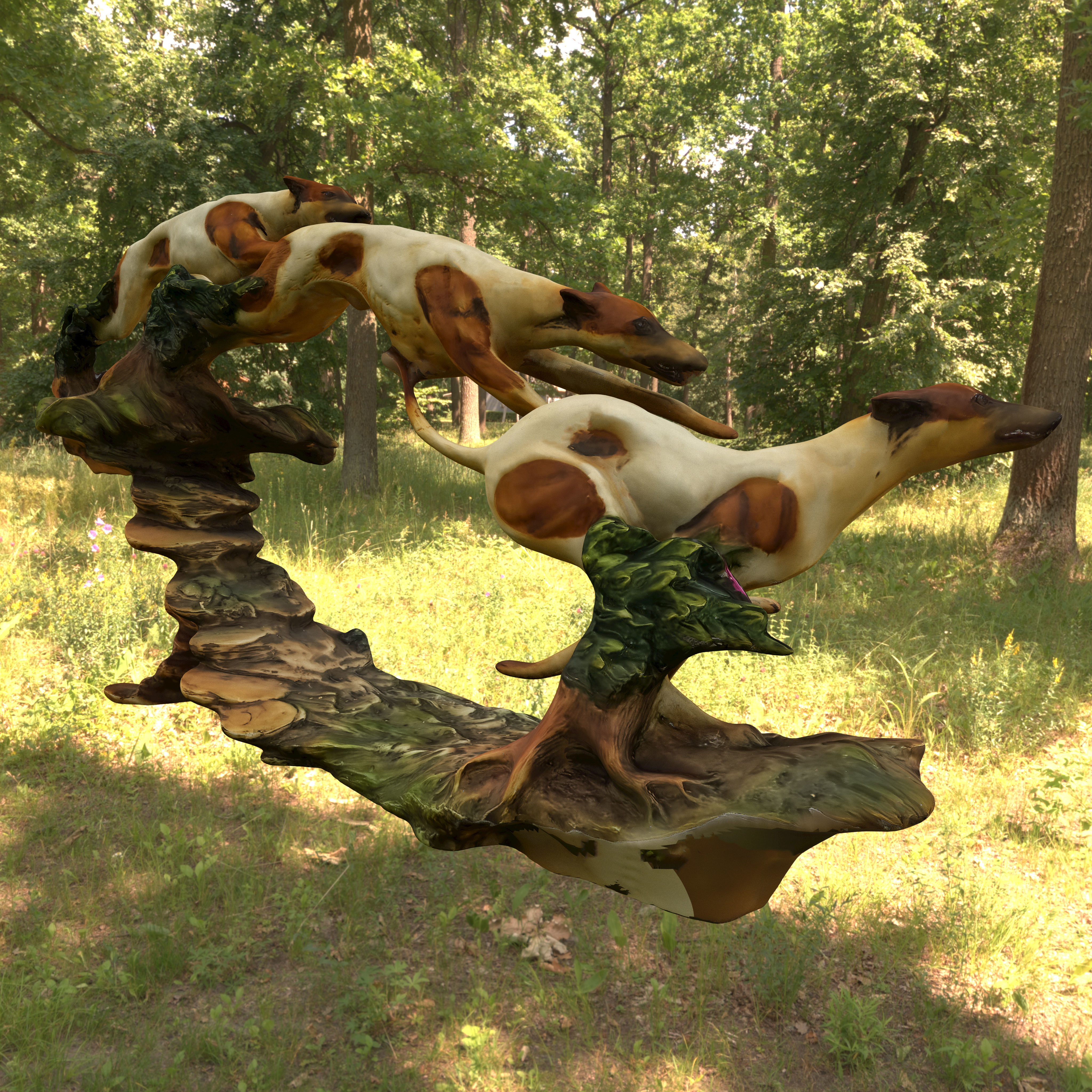 Statuette of a running dog Low-poly 3D model_5