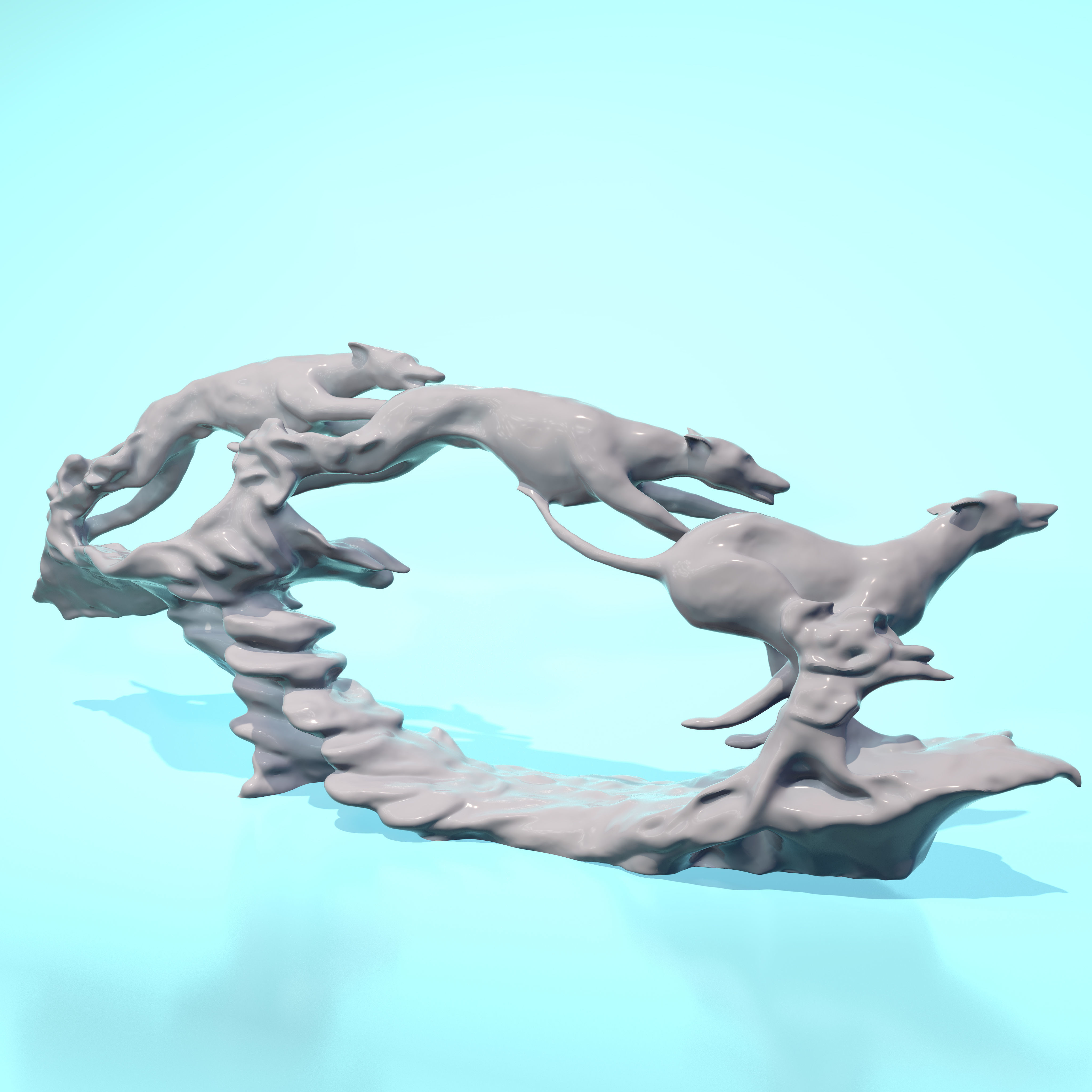 Statuette of a running dog Low-poly 3D model_2