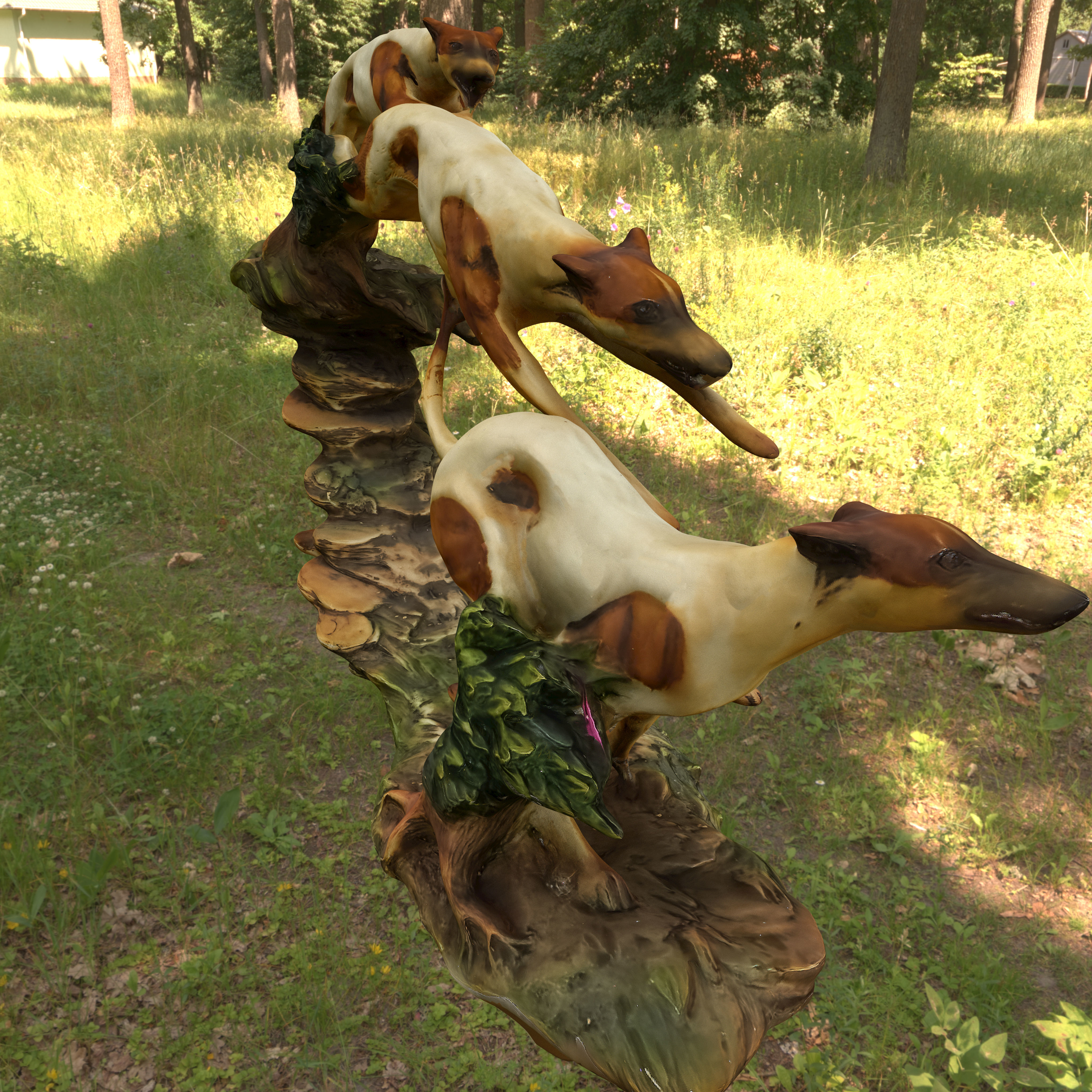 Statuette of a running dog Low-poly 3D model_6