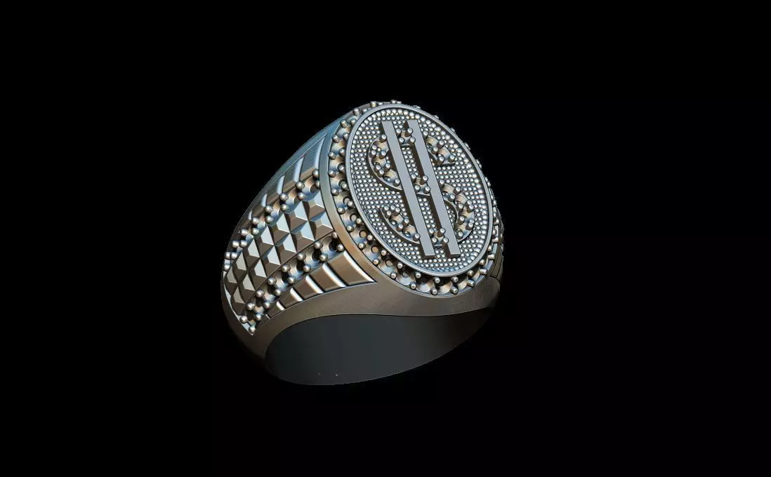 Dollar coin ring 3D print model_0