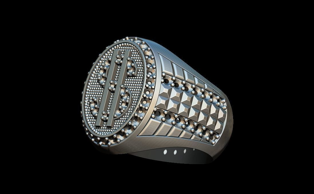 Dollar coin ring 3D print model_3