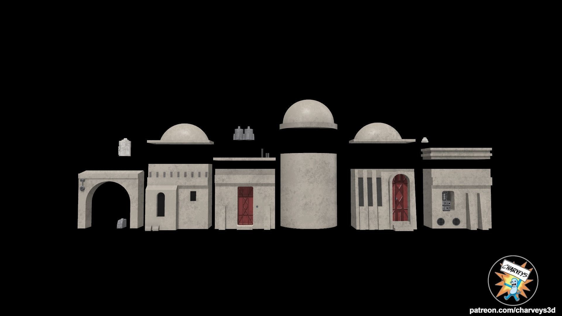 Star Wars Modular Tatooine Shelf Diorama for action figures 3D print model_5