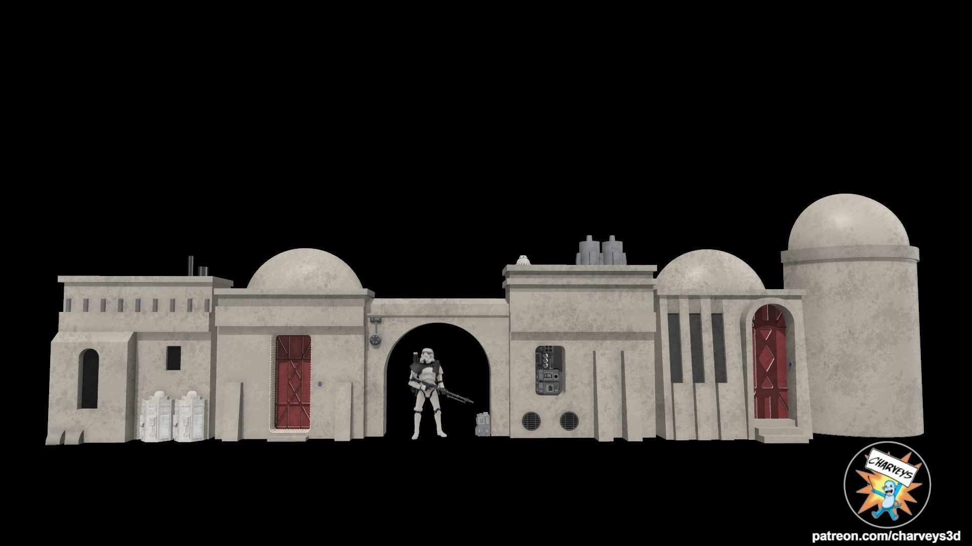 Star Wars Modular Tatooine Shelf Diorama for action figures 3D print model_1