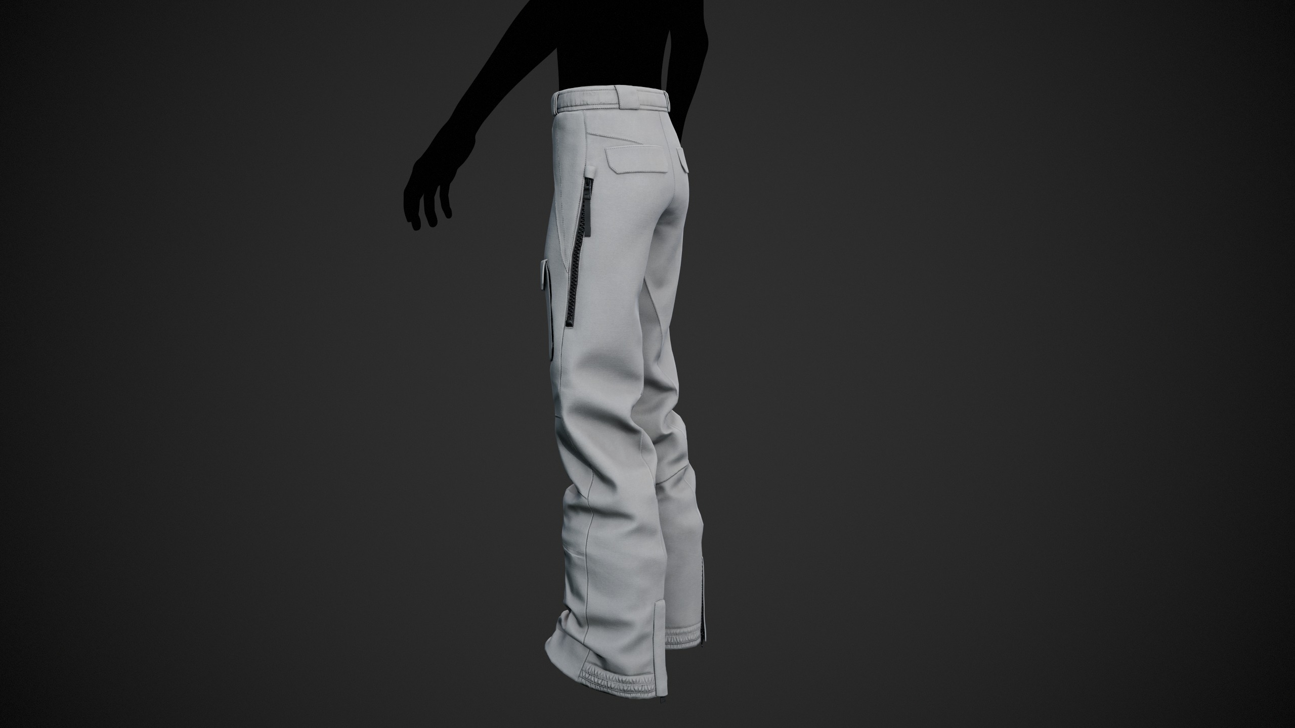 White Snowboard Pants Style 3 Low-poly 3D model_17