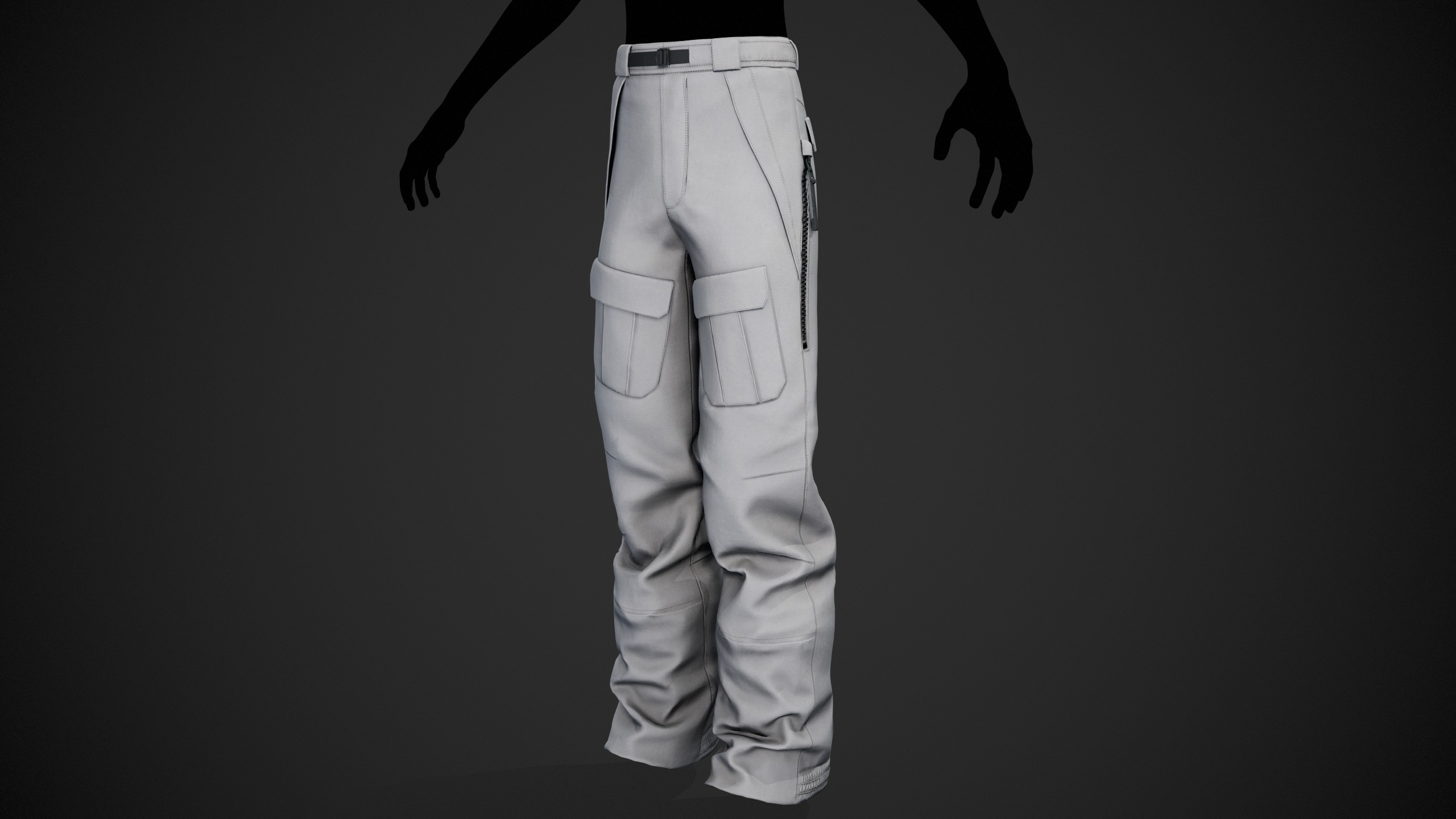 White Snowboard Pants Style 3 Low-poly 3D model_7