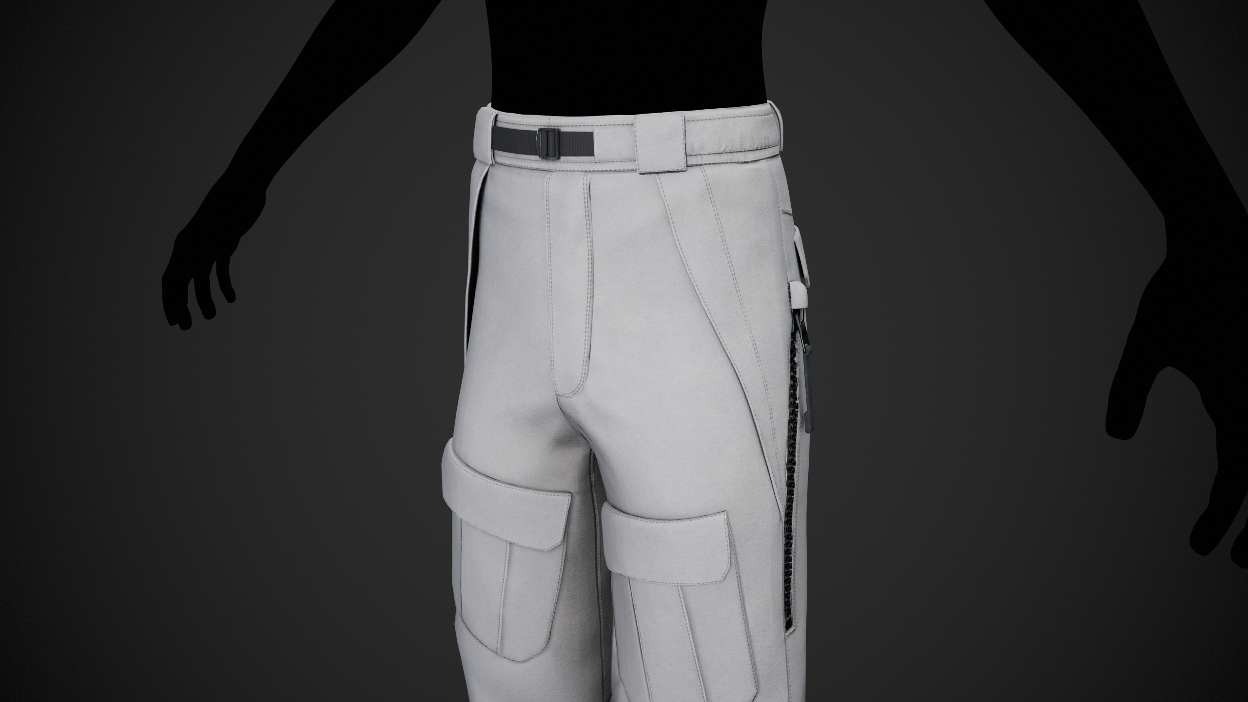 White Snowboard Pants Style 3 Low-poly 3D model_15