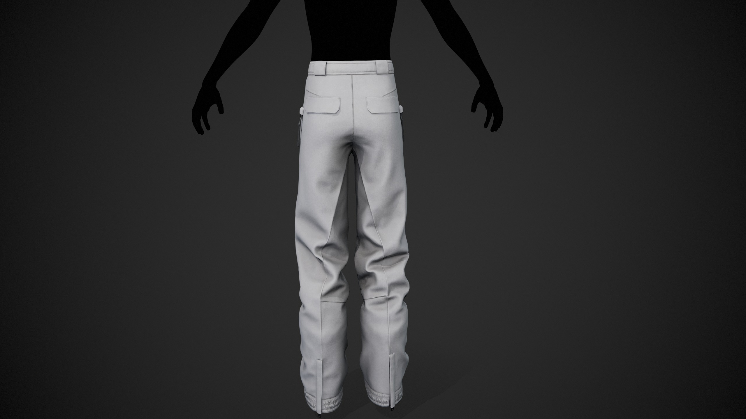 White Snowboard Pants Style 3 Low-poly 3D model_6