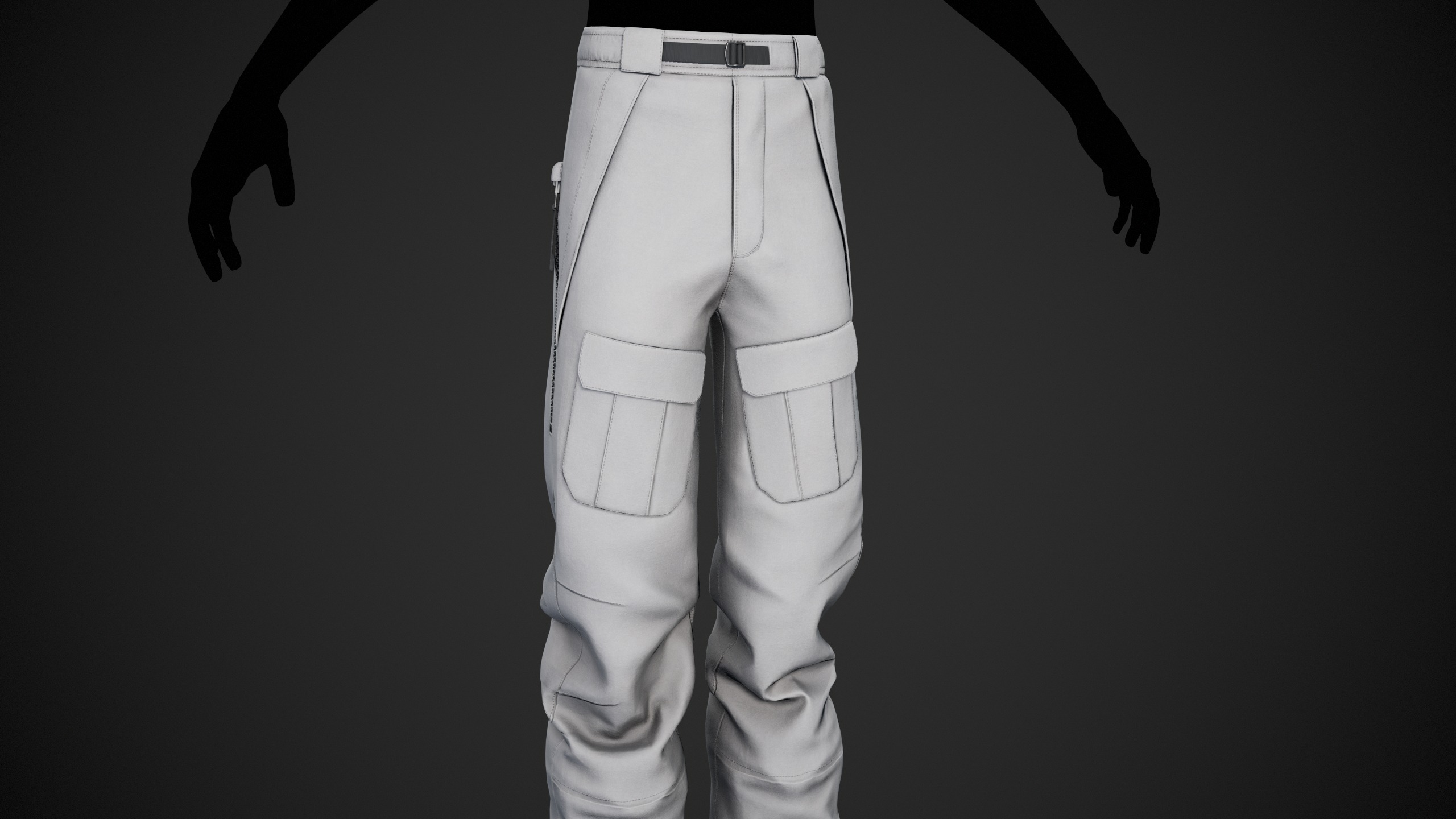 White Snowboard Pants Style 3 Low-poly 3D model_1