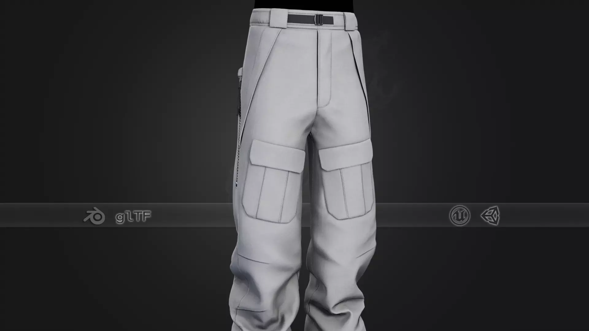 White Snowboard Pants Style 3 Low-poly 3D model_0