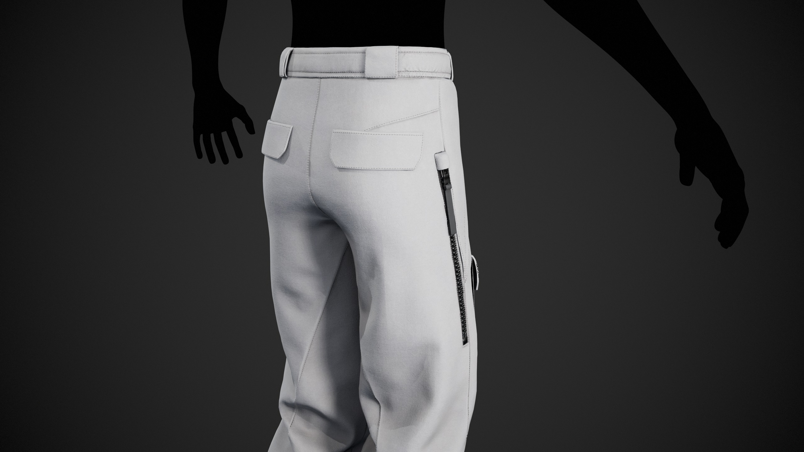 White Snowboard Pants Style 3 Low-poly 3D model_3