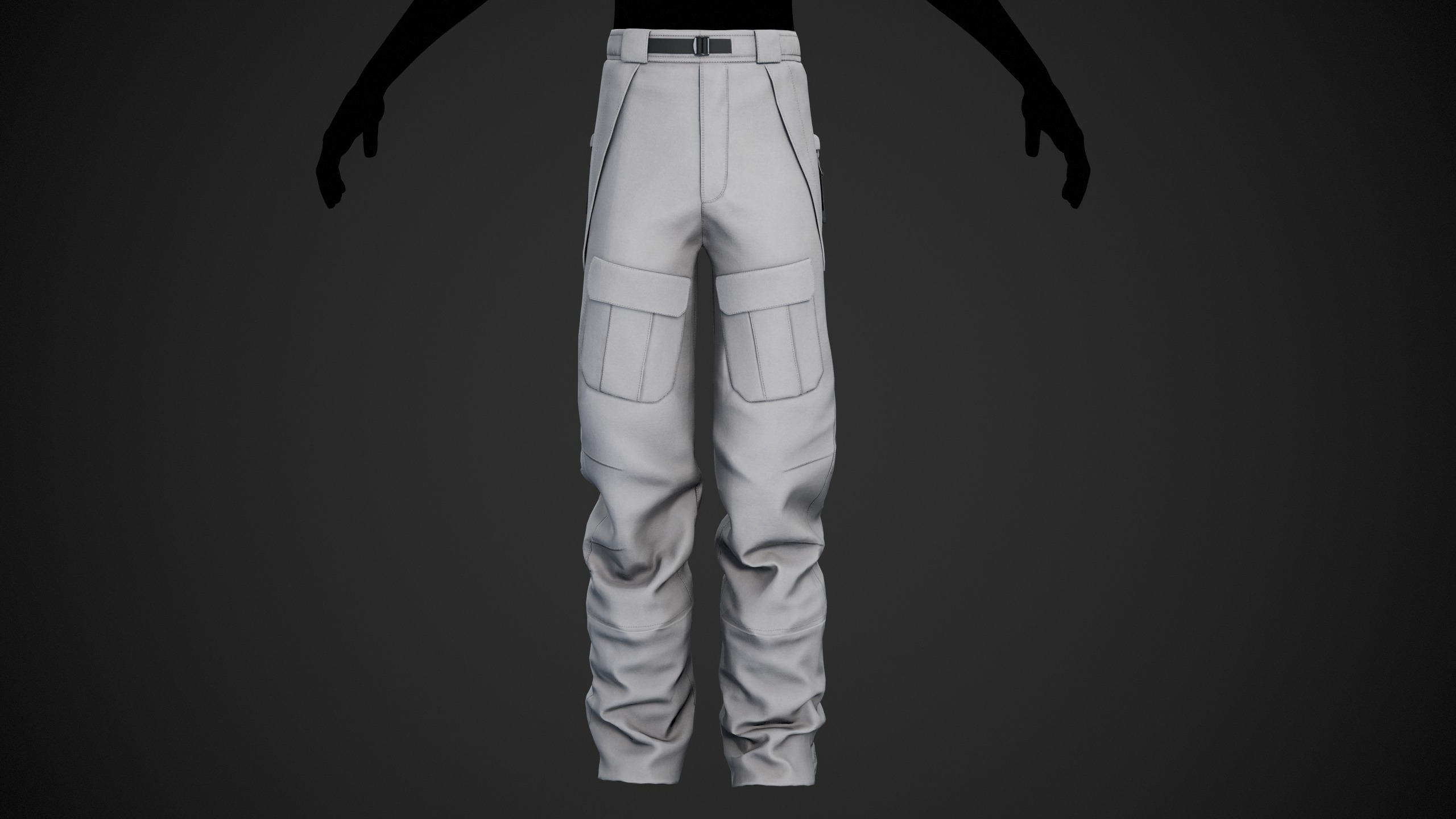 White Snowboard Pants Style 3 Low-poly 3D model_8