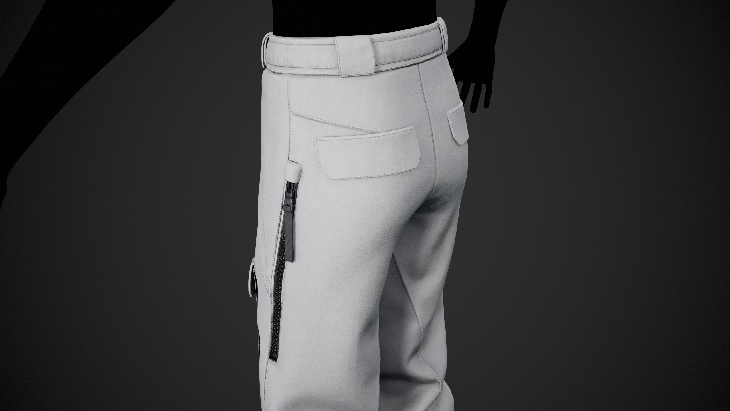 White Snowboard Pants Style 3 Low-poly 3D model_14
