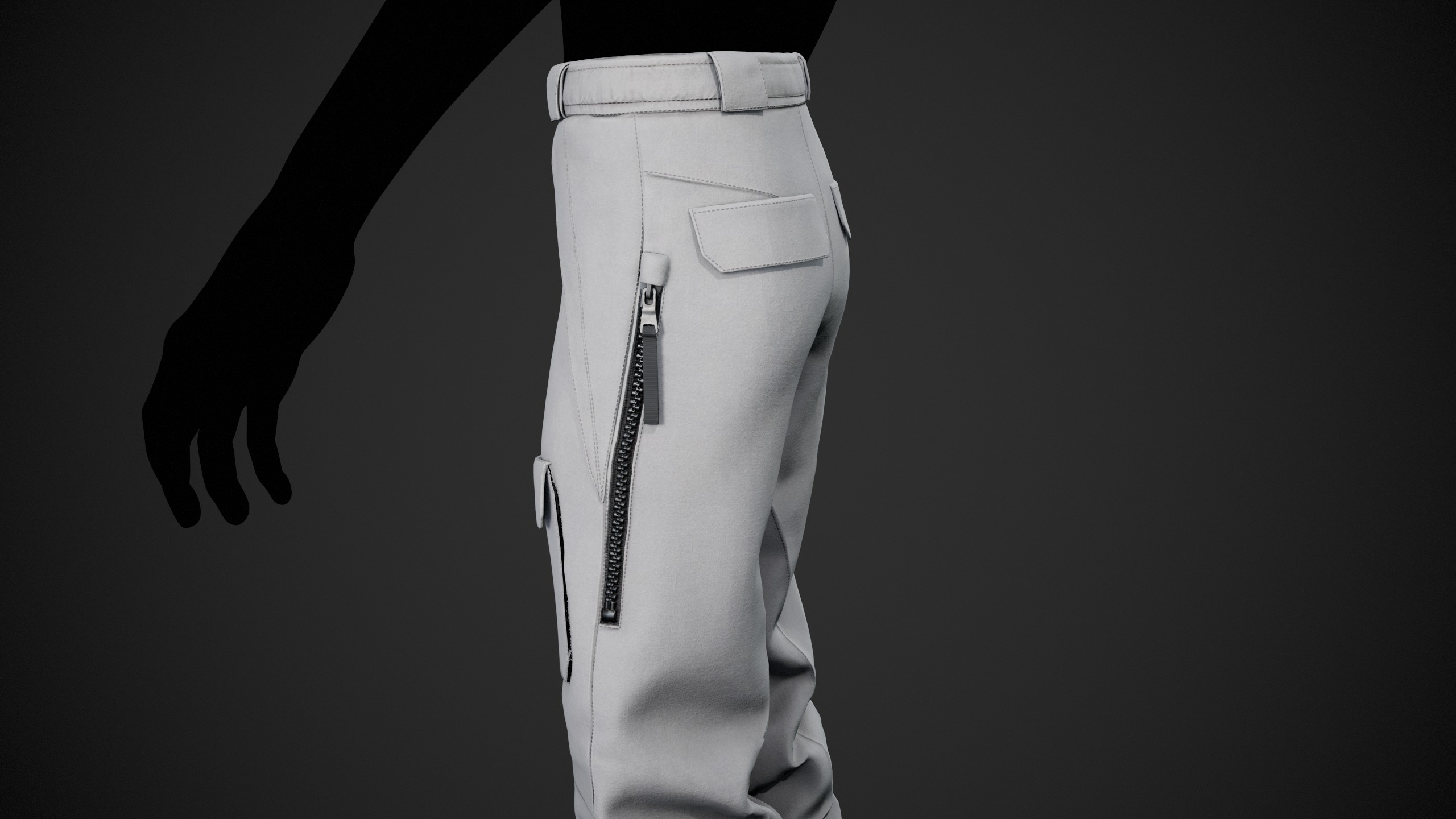 White Snowboard Pants Style 3 Low-poly 3D model_5