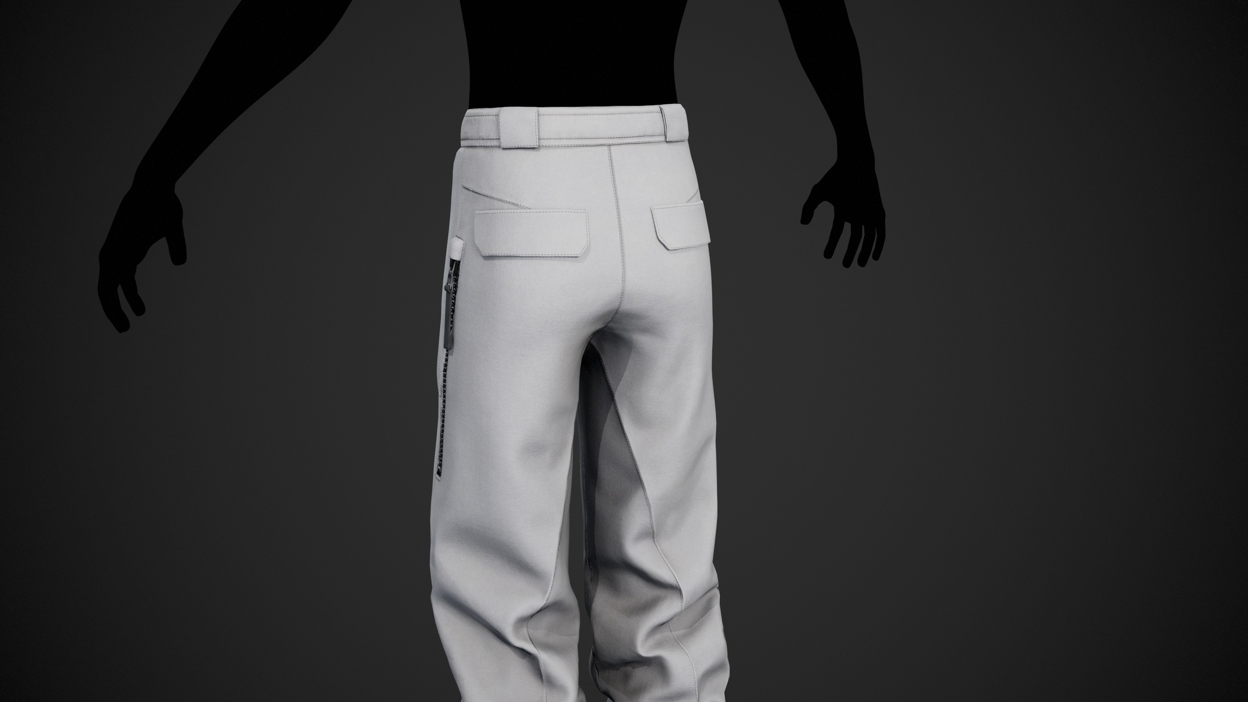 White Snowboard Pants Style 3 Low-poly 3D model_4