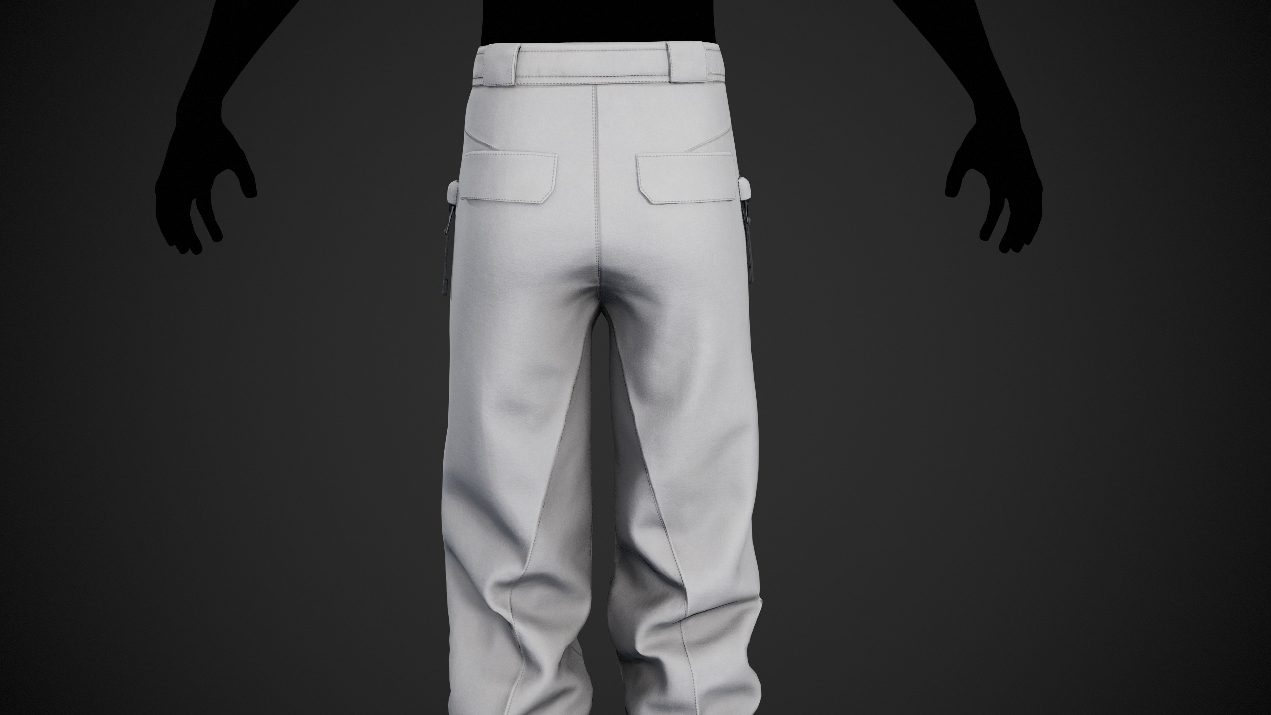 White Snowboard Pants Style 3 Low-poly 3D model_13