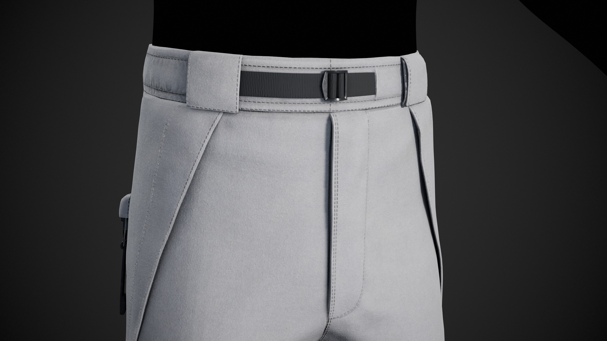 White Snowboard Pants Style 3 Low-poly 3D model_16