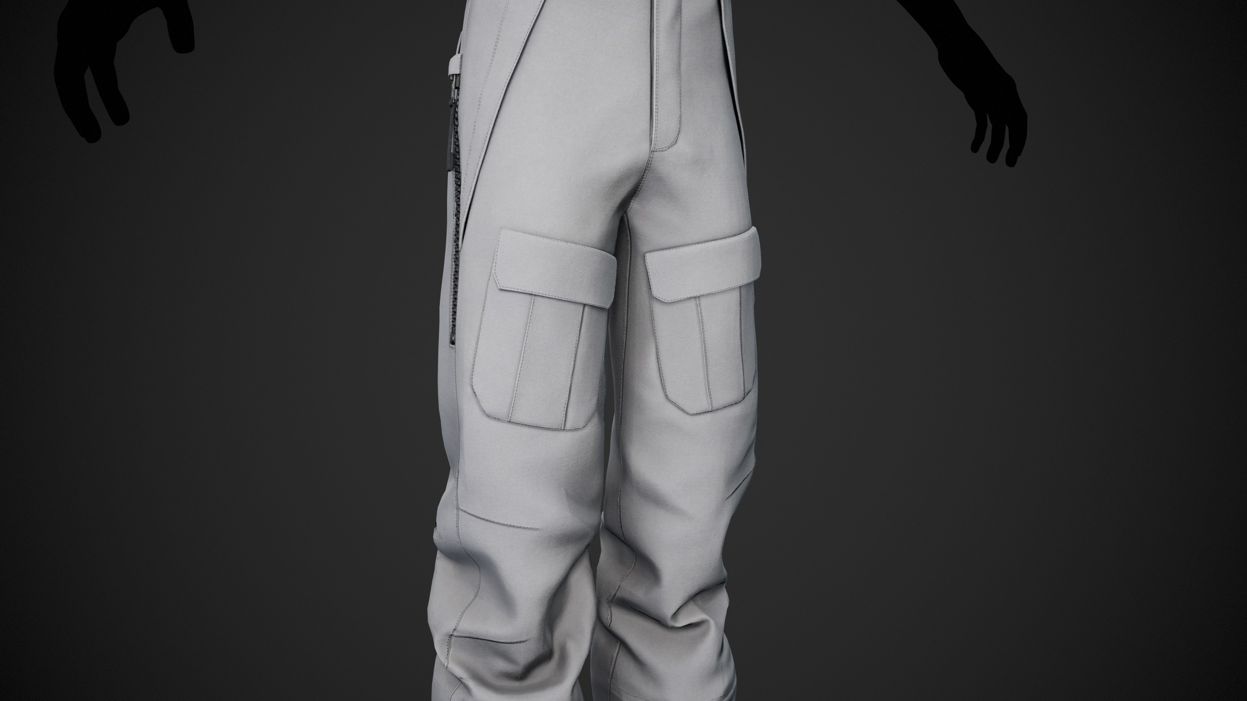 White Snowboard Pants Style 3 Low-poly 3D model_9