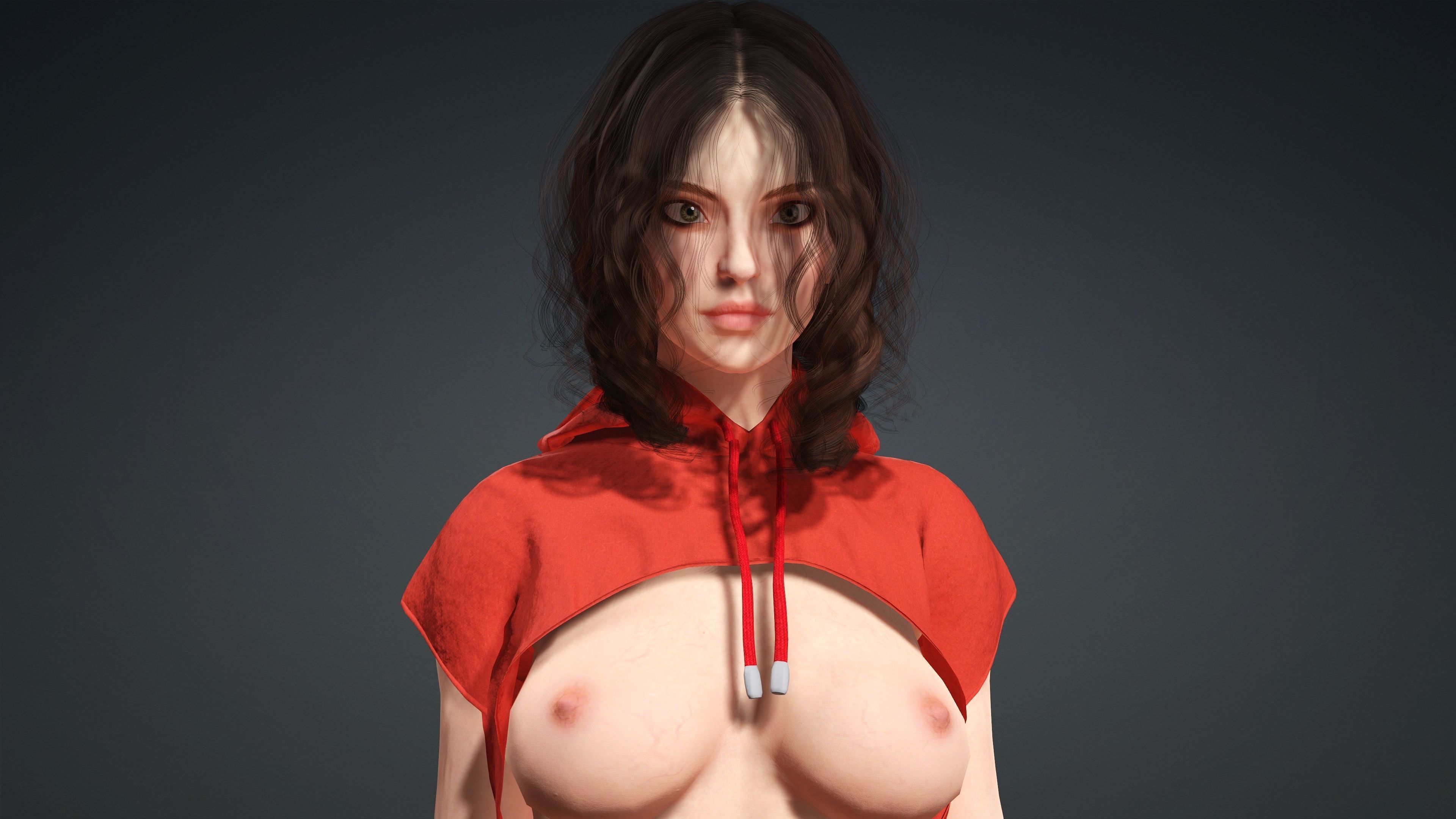 Sexy Naked Girl - Fully Rigged 3D model Low-poly 3D model_1