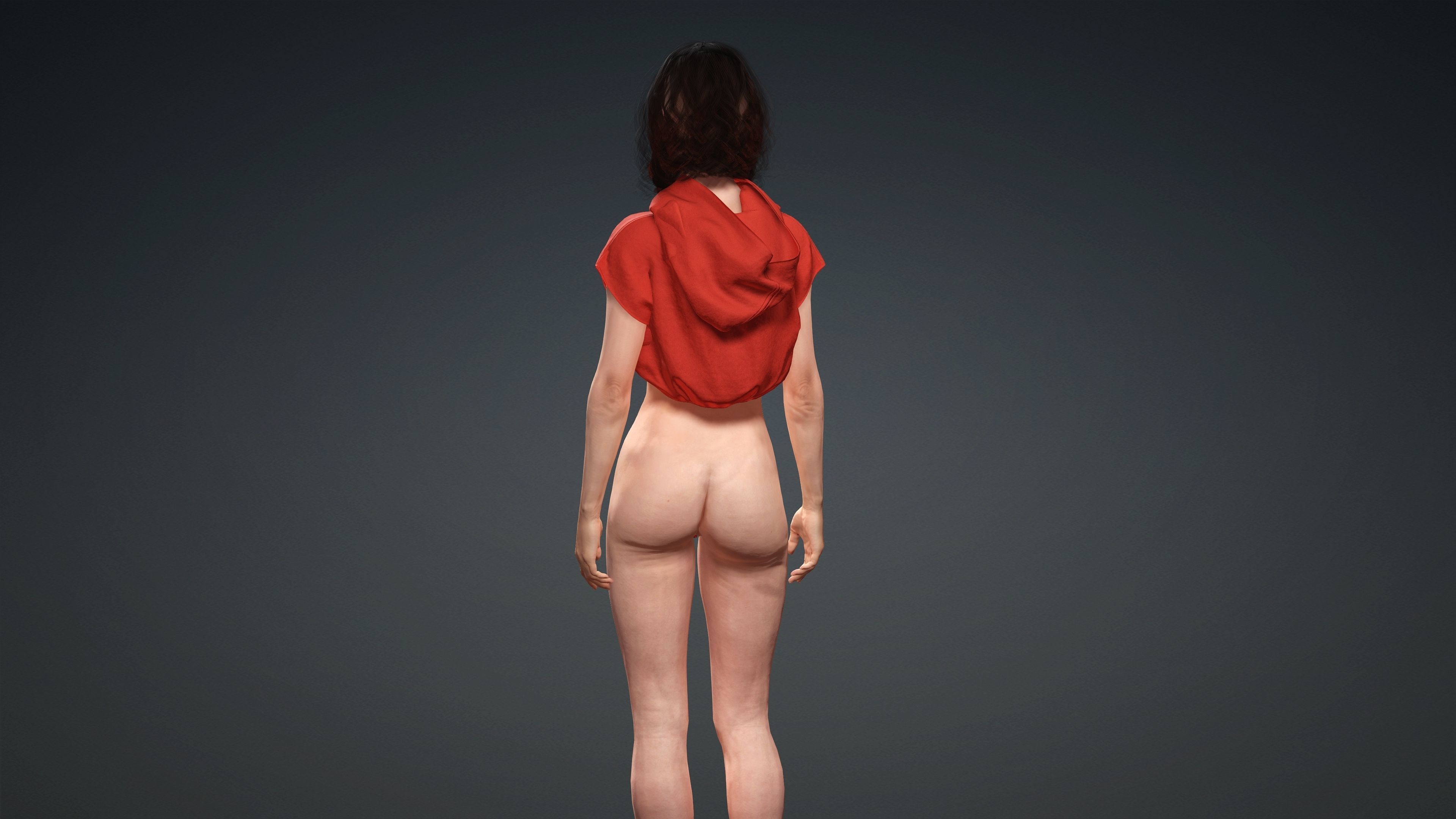 Sexy Naked Girl - Fully Rigged 3D model Low-poly 3D model_6