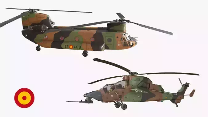 Spanish Army Helicopters Collection Low-poly 3D model