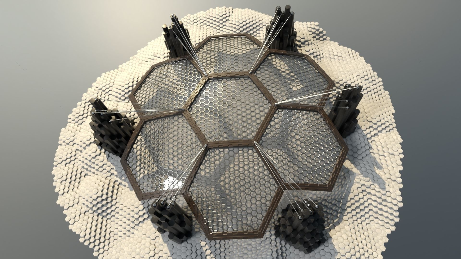 Sci Fi alien architecture landscape 3D model_2